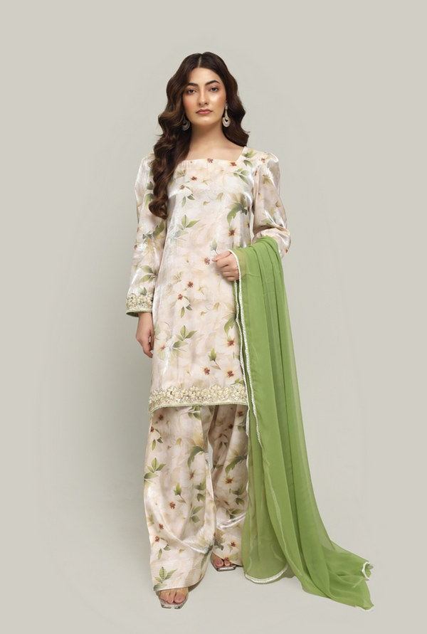 Gulbahar – Printed Lawn 3-Piece with Farshi Shalwar