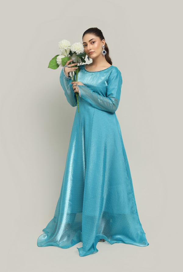 Nooré Sitara – Crystal-Dotted Chiffon Maxi