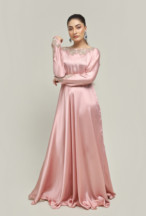 Roshan Arzoo – Pink Silk Maxi